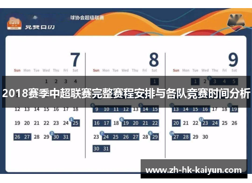 2018赛季中超联赛完整赛程安排与各队竞赛时间分析