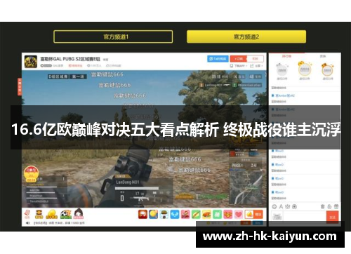 16.6亿欧巅峰对决五大看点解析 终极战役谁主沉浮