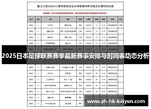 2025日本足球联赛赛季最新赛事安排与时间表动态分析