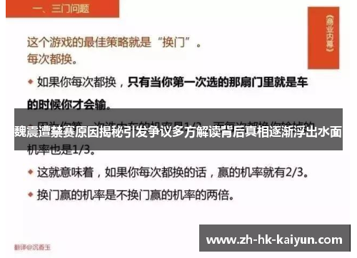 魏震遭禁赛原因揭秘引发争议多方解读背后真相逐渐浮出水面