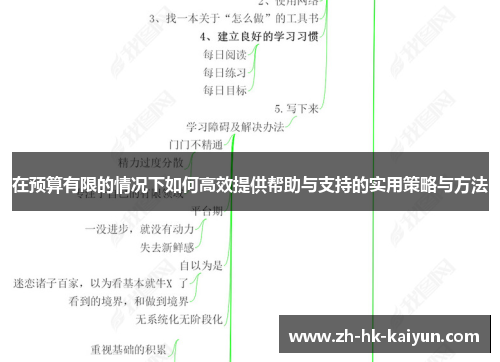在预算有限的情况下如何高效提供帮助与支持的实用策略与方法